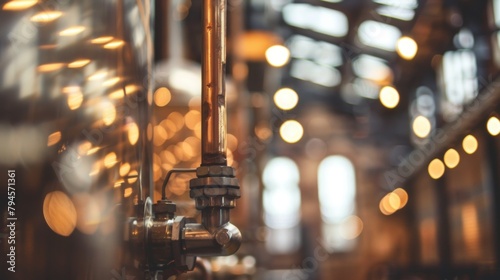 Through a defocused lens the architectural elements of the brewery come to life. Exposed bricks vintage dÃ©cor and industrial pipes blend together to create a unique and visuallystriking . photo