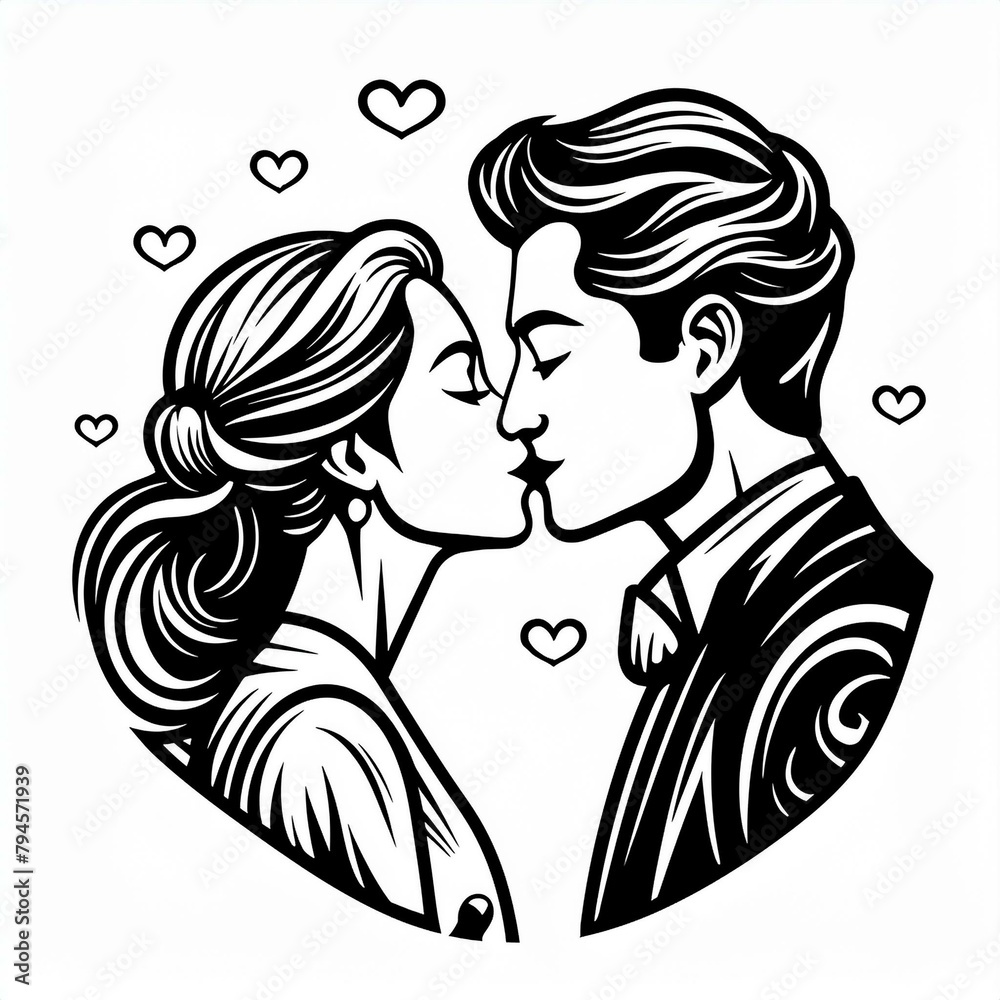 Couple Kissing Illustration
