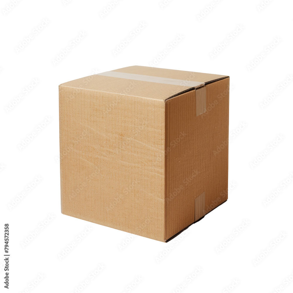 A cardboard box stands out against a transparent background