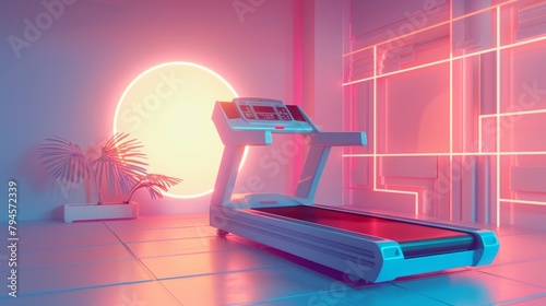 Cute and abstract 3D render of a treadmill AI generated illustration