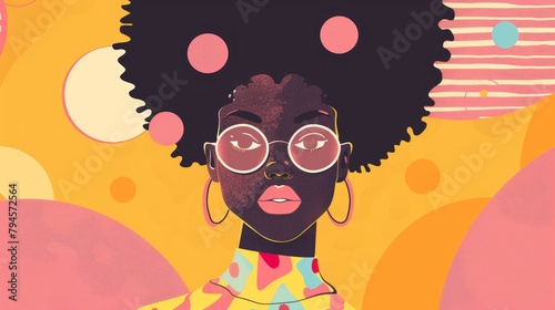Cute and playful Memphis-inspired babe girl illustration AI generated illustration