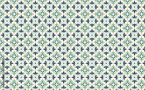 Soft Blue and Green Seamless Azulejo Floor Tile Oriental Vintage Seamless Pattern Floral Textures