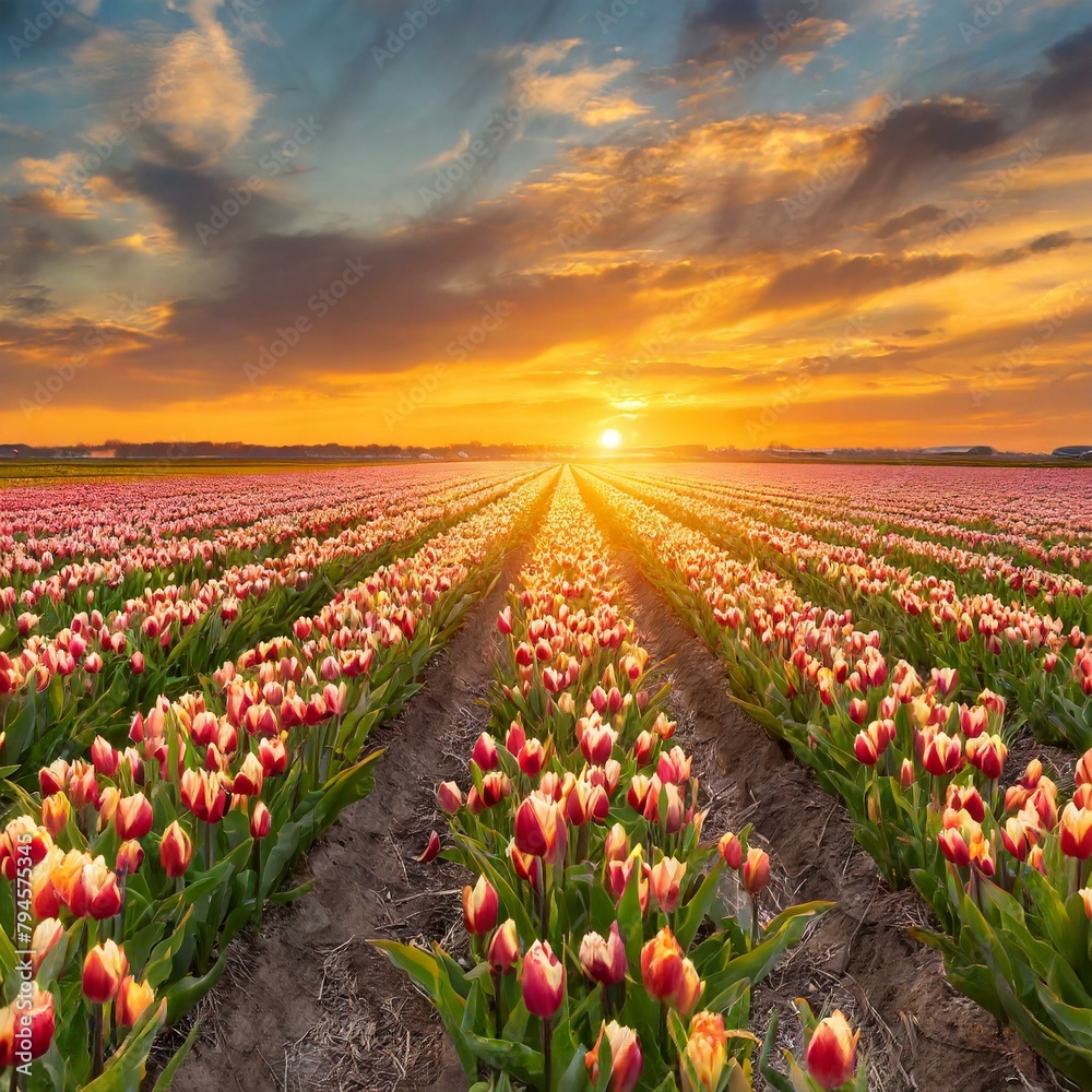 Tulip Fields at Sunset