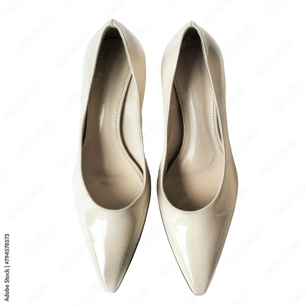 A pair of women s cream colored shoes is beautifully showcased against a clean transparent background completely isolated on transparent background A pair of women s cream colored shoes is beautifully showcased against a clean transparent background completely isolated on transparent background