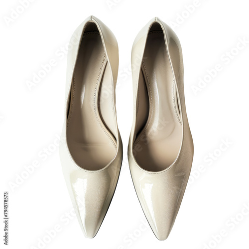 A pair of women s cream colored shoes is beautifully showcased against a clean transparent background completely isolated on transparent background