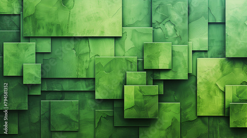 wallpaper verde con textura de figuras geométricas en rectángulos y cubos colores en diferentes tonos verdes intensos moderno figuras dinámicas y con movimiento plantilla texturizada