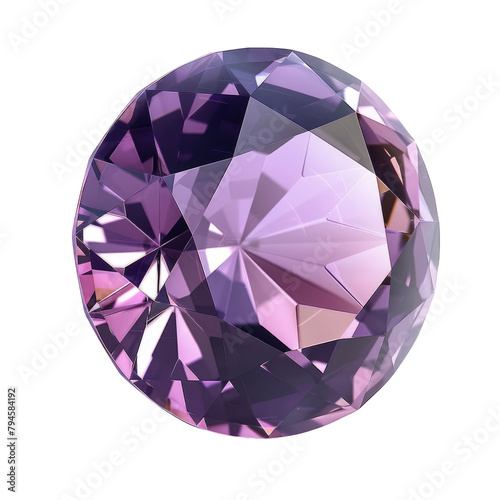 A stunning natural purple spinel gem stands out against a transparent background
