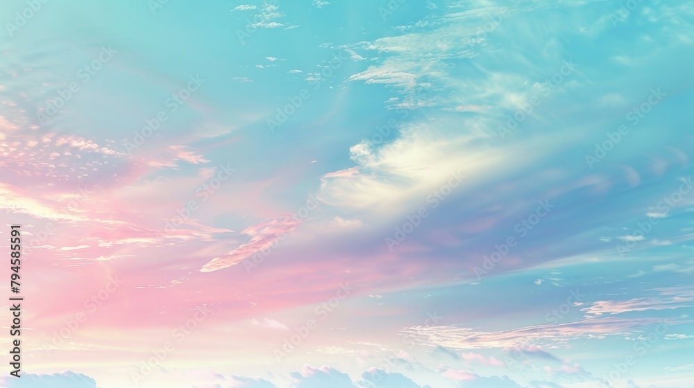 Obraz premium Artistic representation of pastel skies, with gentle color flows and ample space for text or design elements, enhancing any creative project