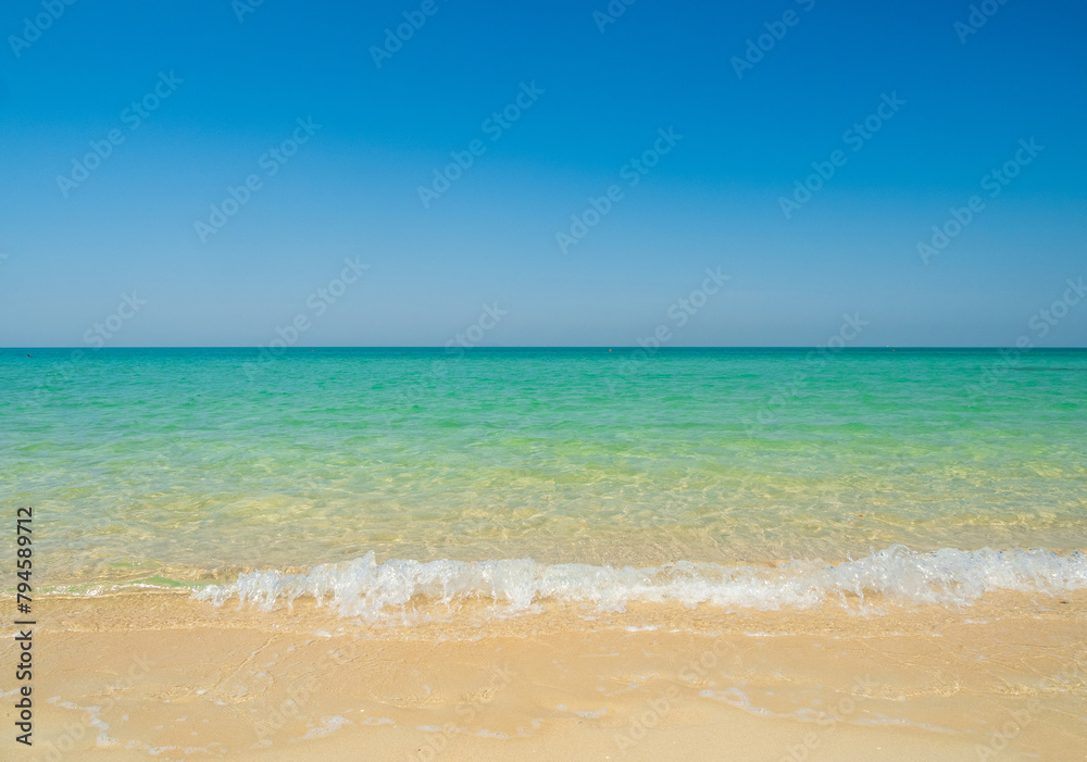 Horizon Landscape summer season panorama front view point tropical sea beach white sand clean and blue sky background calm nature ocean beautiful wave water travel at Sai Kaew Beach thailand holiday