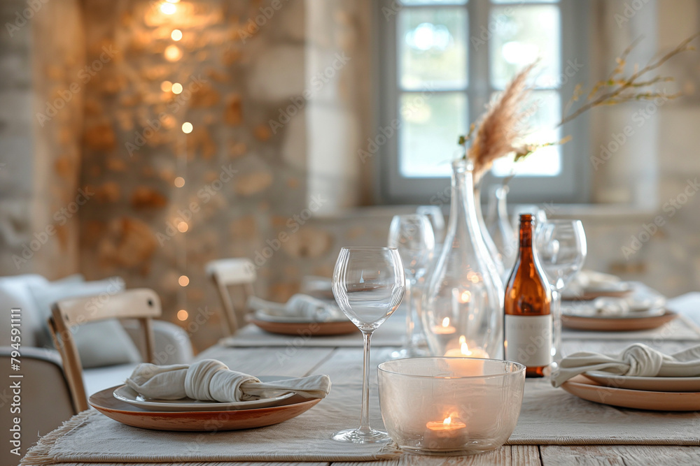 Rustic Provence Dining Area: Intimate Serenity by Candlelight Rustic Provence Dining Area: Intimate Serenity by Candlelight