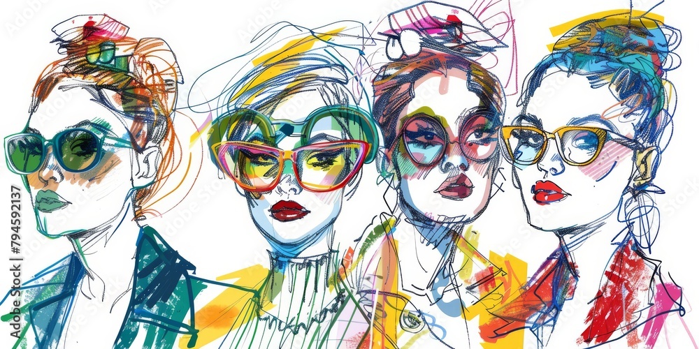 Doodled Faces: A Fashionable Collection of Expressive Portraits