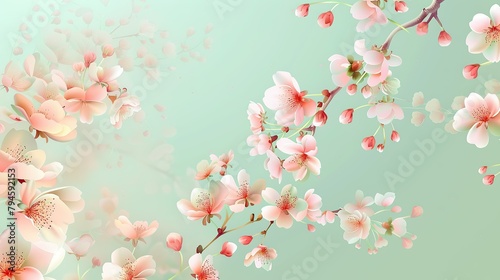 background, cherry blossoms, light green, light pink, springfeeling 