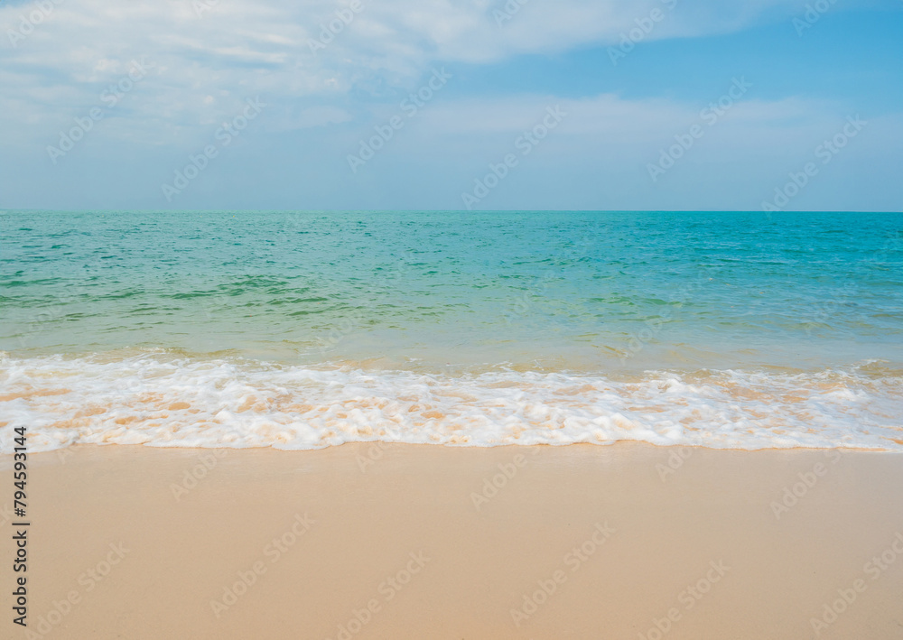 Horizon Landscape summer panorama front view point beautiful  tropical sea beach white sand clean and blue sky background calm Nature ocean Beautiful  wave water travel at Sai Kaew Beach thailand