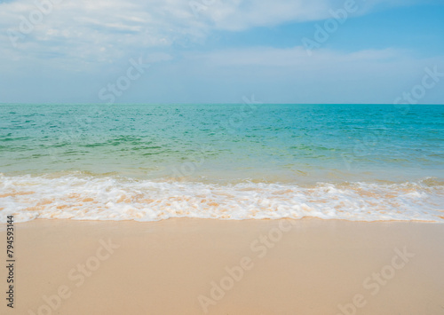 Horizon Landscape summer panorama front view point beautiful tropical sea beach white sand clean and blue sky background calm Nature ocean Beautiful wave water travel at Sai Kaew Beach thailand