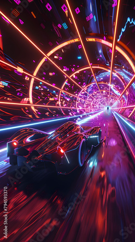 Heart-Pounding Thrills in High-Speed Online Racing Game: Chasing Victory in Neon-Lit Tunnels