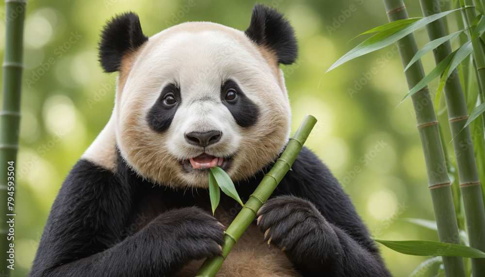 Obraz premium Giant Panda Munching Bamboo