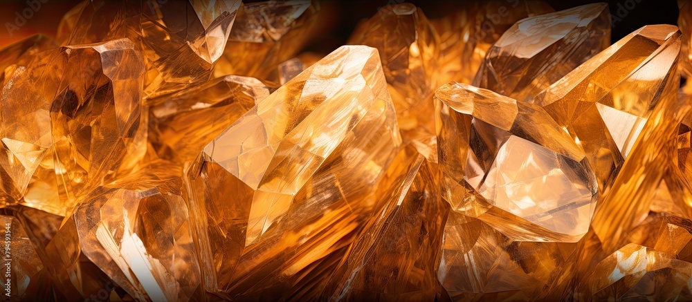 Amber crystals shine on black backdrop, a recipe for art and cuisine Amber crystals shine on black backdrop, a recipe for art and cuisine