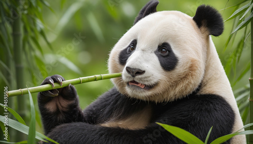 Giant Panda Munching Bamboo