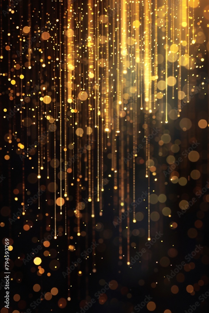 Abstract glowing gold vertical lines on a dark background with a luxurious lighting effect, enhanced by sparkles, ideal for elegant design use Abstract glowing gold vertical lines on a dark background with a luxurious lighting effect, enhanced by sparkles, ideal for elegant design use