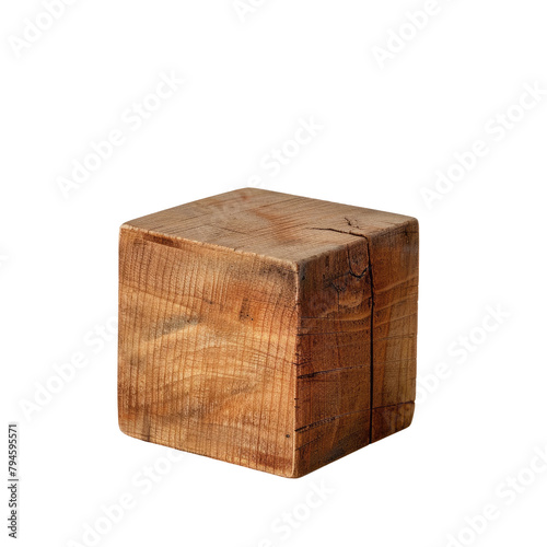 A wooden block stands alone against a transparent background
