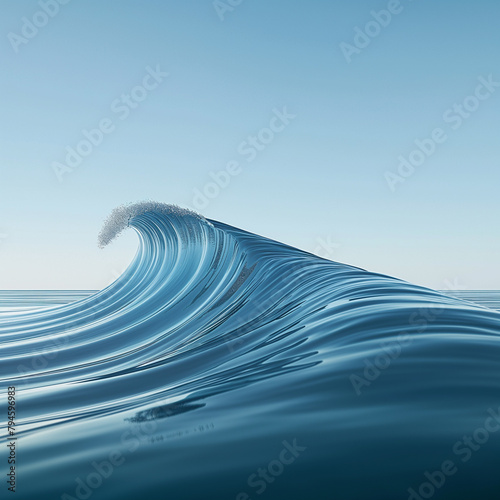 World Ocean's Day with little single wave in the open ocean against blue sky