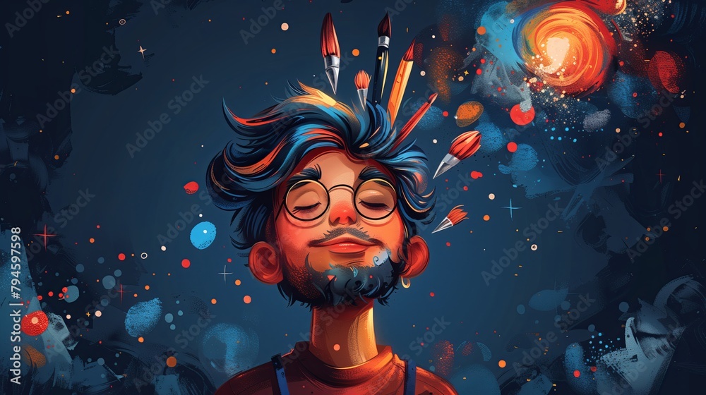 People have a lot of creative artistic ideas that come out of their colorful heads and have the tools to paint art. People have a lot of creative artistic ideas that come out of their colorful heads and have the tools to paint art.