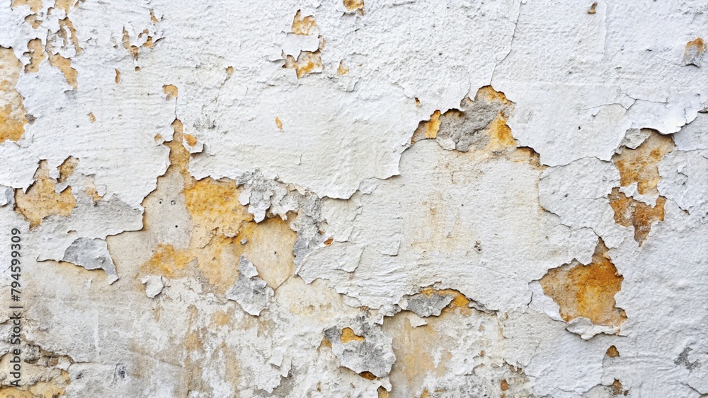 White paint peeling on a rendered wall White paint peeling on a rendered wall