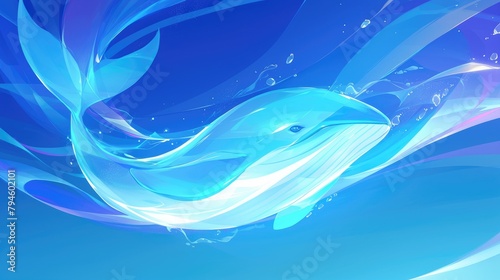 2d illustration of an abstract blue whale logo