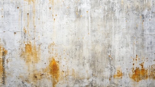 White concrete grunge wall with rust spots