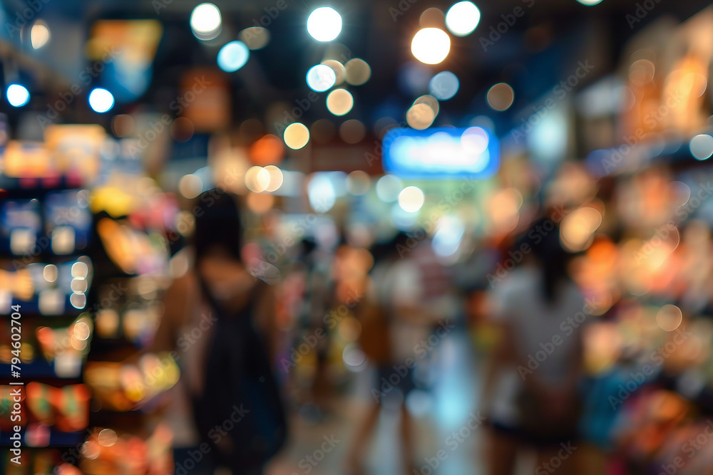 blurred scene of crowded Store