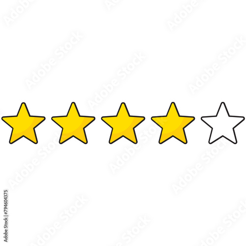 Outline stroke 4 stars rating icon  simple graphic classify premium quality review flat design interface illustration elements for app ui ux web banner button vector isolated on white background