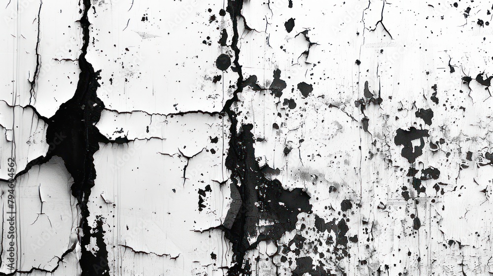 Fototapeta premium An abstract illustration depicting cracks over a grunge background in black and white.