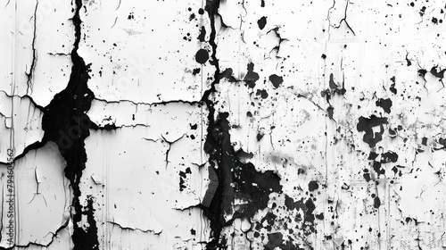 An abstract illustration depicting cracks over a grunge background in black and white.