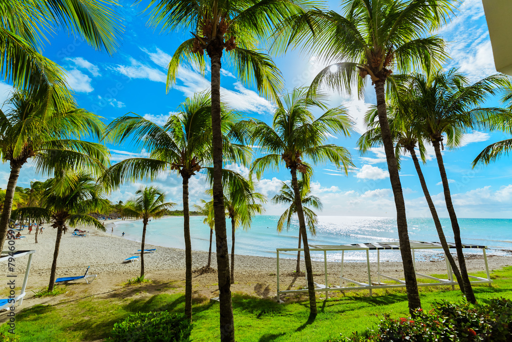 Varadero,Cuba, amazing inviting view of a beach and tranquil,turquoise water on sunny gorgeous day, vacation background Varadero,Cuba, amazing inviting view of a beach and tranquil,turquoise water on sunny gorgeous day, vacation background