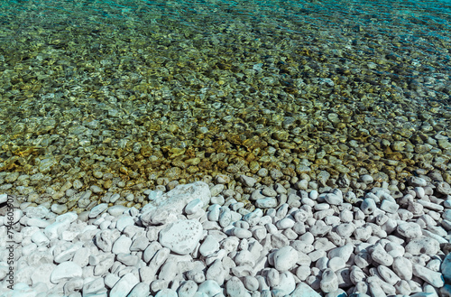 Bruce Peninsula,Ontario,Canada, nice beautiful view of a pebbles,stones in crystal clear water,background 
