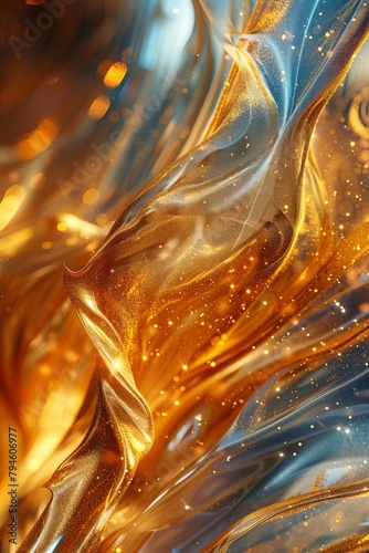 Blue gold abstract wave lines background