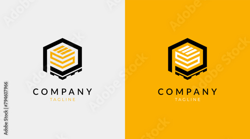 Pallet box vector logo letter PS