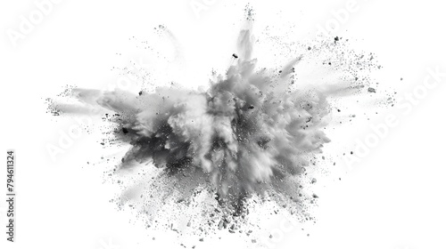 Silver Powder Dust Explosion Splash Isolated on White Background - Holi Paint 