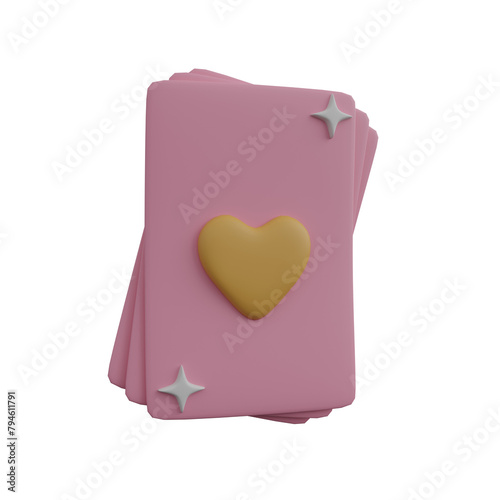 3d valentine's day cute pink ace of heart 