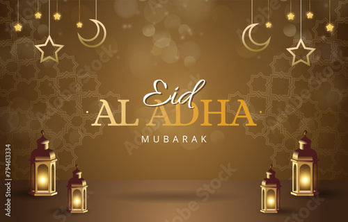 happy eid al adha 2024 template banner with abstract gradient brown background design2