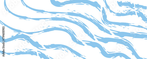 Seamless Wave Pattern, Hand drawn water sea vector background. Wavy beach print, curly grunge paint lines, watercolor. For nautical, water, ocean concept. banner, cover, poster. vector illustration