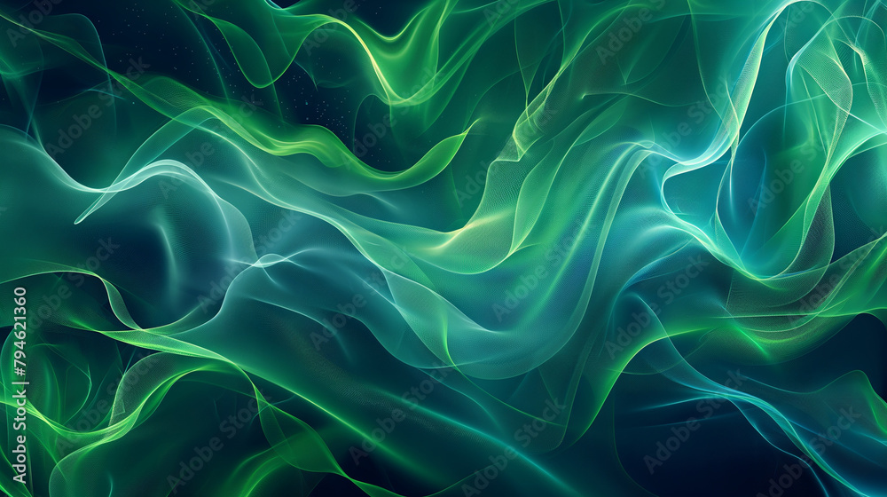 Obraz premium background with abstract green and blue waves