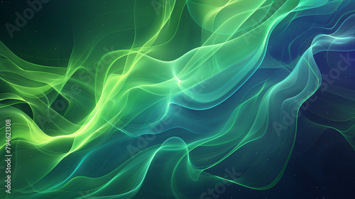 background with abstract green and blue waves
