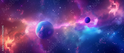 Colorful space landscape illustration background