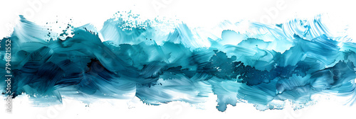 Turquoise and seafoam watercolor stroke on transparent background. photo