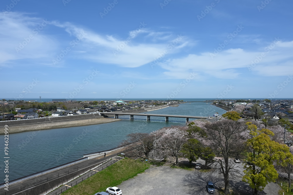Obraz premium 山国川河口の美しい風景
