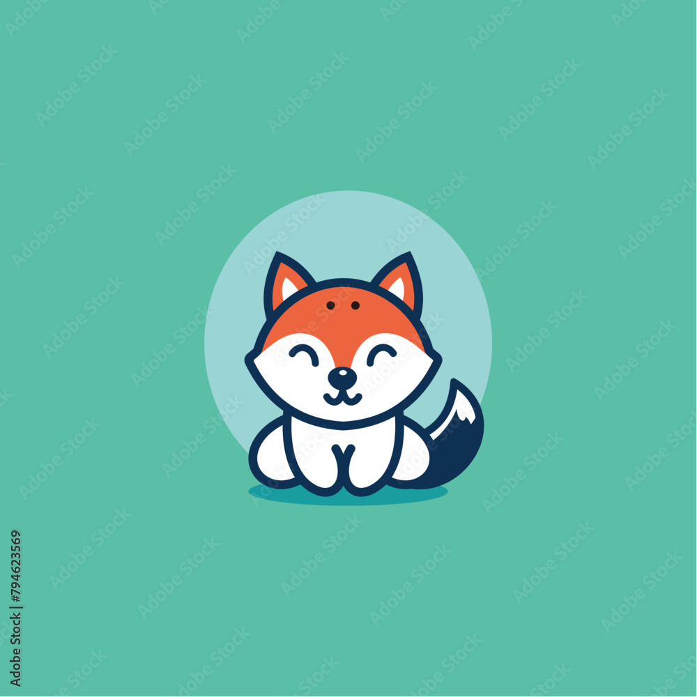 Cute Fox Character Logo Design, Vector Illustration of Fox Mascot Logo in Sitting Position Cute Fox Character Logo Design, Vector Illustration of Fox Mascot Logo in Sitting Position