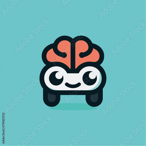 Gradient logo for self-driving car. Modern illustration of car brain photo