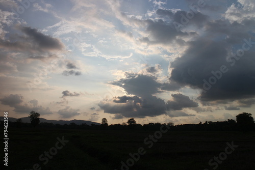 Sunset sky for background or sunrise sky and cloud at morning.