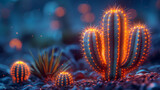 Dreamy glowing Cactus celebration background, Radiant desert oasis perfect for relaxation concepts